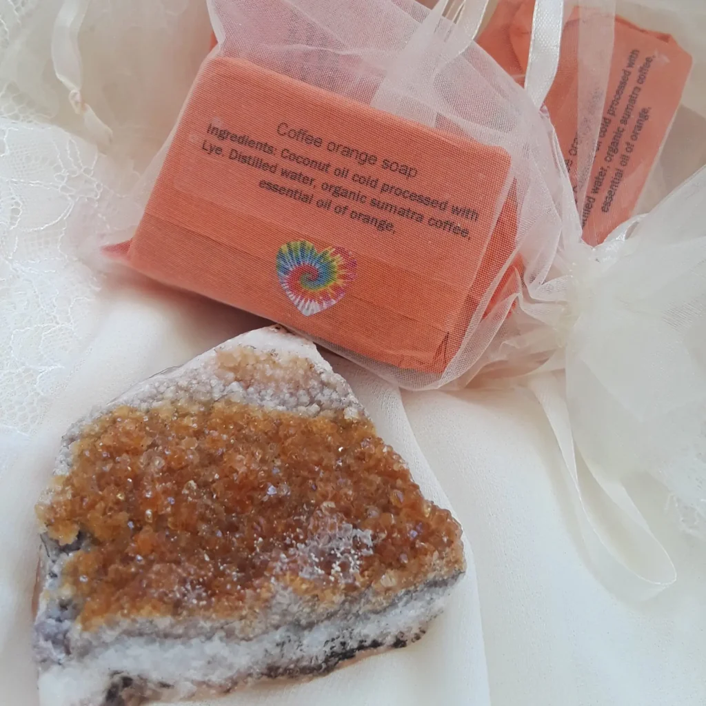 Coffee Orange Soap with Crystal - Handcrafted Herbal Soap Photo.
