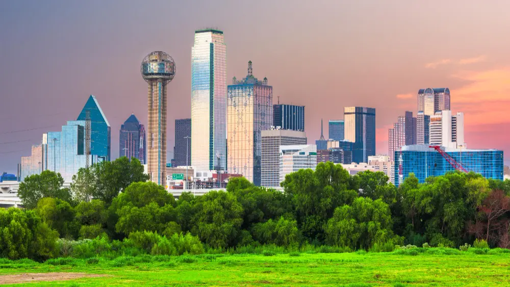 Dallas, Texas Skyline at Dusk: A Symbol of Our Success in Passing the 4th AKA GMP Kratom Audit.