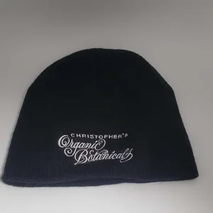 Stylish Knit Black Hat Beanie by Christopher's: Featuring Logo Embroidery.