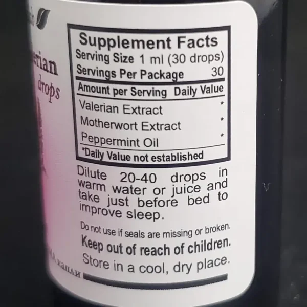 Phytolab Evening Valerian Tincture Drops: Supplement Facts for Informed Consumption.