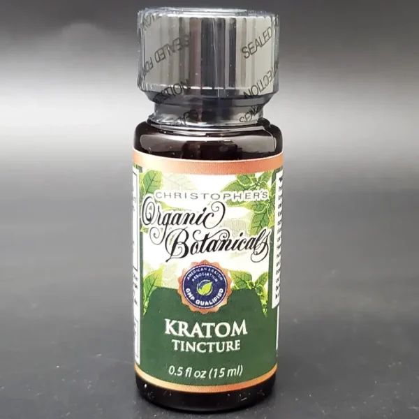 Original Kratom Tincture Front Label on Kratom Tincture Bottle - Herbal Extract Information.