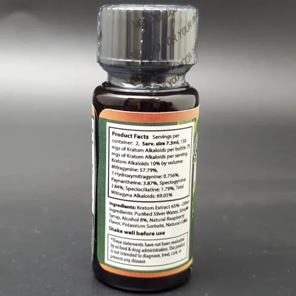Original Kratom Tincture Product Facts Label on Bottle - Detailed Information for Informed Consumption.