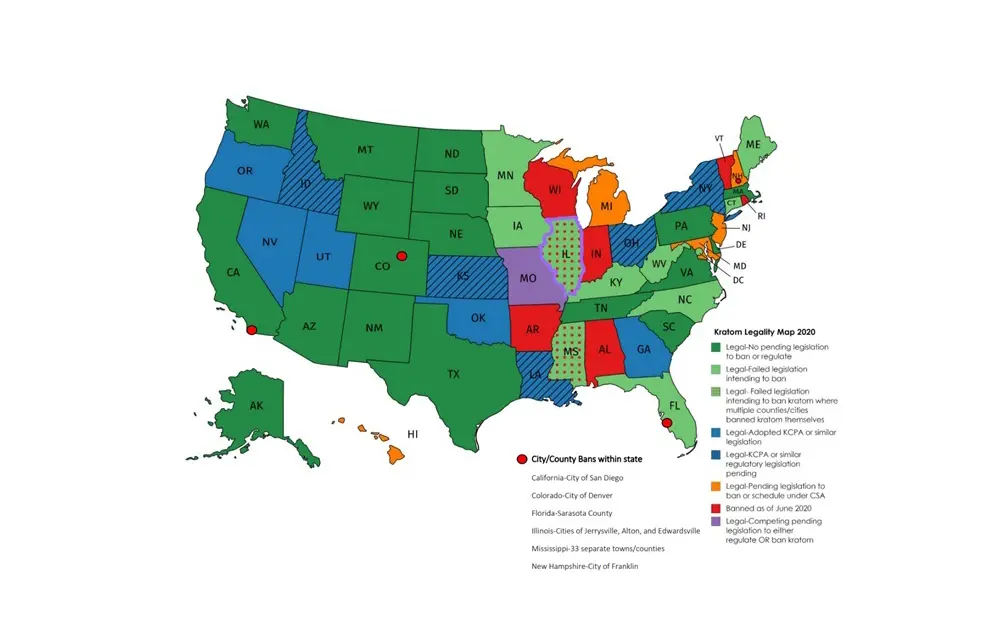 Interactive Kratom Legality Map: Navigate Kratom Legality and Find Local Kratom Shops Across All US States - Stay Informed and Shop Nearby.