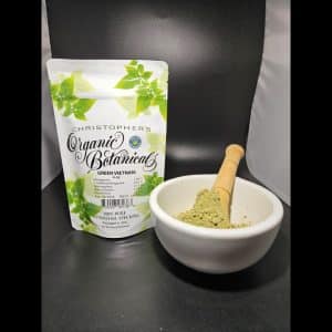 Green Vietnam kratom powder with product packaging batch 151321 – authentic natural kratom from Vietnam.